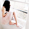 alwayswondered: A young woman looking out of a window, her face obscured. (by myself talking to myself—that's chaos)