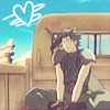 traxits: Zack Fair, from Final Fantasy VII, Last Order, sitting in the back of a truck. (FF7LO Zack Heart)