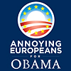 kaz: annoying europeans for Obama! :D (obama logo over EU flag plus text) (^_^)