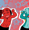 messypeaches: (dancing hellboy and abe)