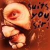 trixieleitz: closeup of Scorpius looking enthusiastic, text: "suits you, sir!" (scorpius suits you)