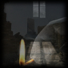 zero_pixel_count: layered: ruins, light through a window, a hand lighting a candle (dreamers and believers)