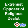 pauamma: EFW Extremist Opposer of Religious Zealot - white on green ("EFW Opposer of zealot - white on green")