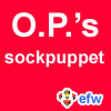 pauamma: EFW OP's sockpuppet - white on red ("EFW OP's sockpuppet - white on red")