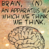 angelbabe_cj: Cartoon picture of a brain and the words 'Brain (n)., The apparatus with which we think, we think'. (brain thinks we think)