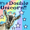 capri0mni: A horned goat with rainbow & stars--caption: It's a Double Unicorn (double unicorn)