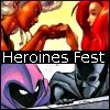 heroines_fest: icon celebrating heroines fest featuring jean grey and storm on top with spoiler and cassandra cain on the bottom (Default)