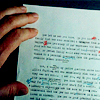 tvillingar: script with red correction markings (reading)