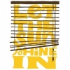 ext_122560: Graphic of half-open window blinds with the words 'let the sun shine in' printed behind them. (Default)