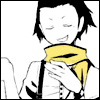 nologic: This is Ryoji, looking smug and proud of himself, with his mouth tucked into his scarf and left hand on his chest. (Default)