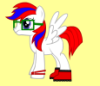 jamethiel: A white pony with red boots, square glasses and a red and blue mane and tail (MyLittlePony)