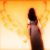 anaraine: Rinoa against an light orange background with an imprint of wings. ([ff8] wings)