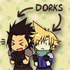 anaraine: Chibi Zack and Cloud with the word "dorks". ([ff7] dorks)
