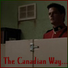 pocketmouse: Benton Fraser peering out the top of a bathroom stall: the Canadian Way (canadianway)