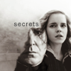 kerravonsen: Severus Snape silhuetted inside the image of Hermione Granger: secrets (secrets)