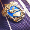 kittydesade: A Harry Potter Ravenclaw badge on a blue and silver striped background (ravenclaw prefect)