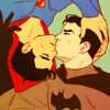me_ya_ri: Superman upside down kissing Batman without cowl (DCU Superman/Batman 01 Upside Down Kiss)