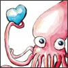 whymzycal: A cartoon cephalopod holding up a heart (cephalopod love)