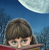 verity: a girl reading a book by the light of the full moon (bookish)