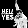 manifold: Freddie Mercury pumping his fist into the air with the words HELL YES next to him. (HELL YES)