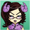 musyc: Idealized anime representation of me, with dark hair, glasses, and horns :D (Other: Anime me)