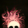groke: pink mane on a skull (hair)