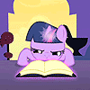 transcendancing: Purple unicorn pony Twilight Sparkle flat nosed into her study book (Studying Twilight Sparkle)