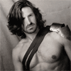 kabal42: Gwaine from Merlin, shirtless, tossing his hair like in a shampoo ad (Merlin - Gwaine tossing hair shirtless)