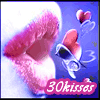30kisses_mod: Image of hot pink lips over a blue-purple background, kissing a floating heart with a ribbon around its middle (30kisses generic icon)