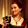 shoppingtrip: cordelia smiling and holding a wine goblet (wine and dine)