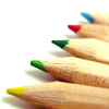 laitaine: 5 coloured wooden pencils in a fan shape (pencils)