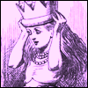 elaineofshalott: Purple-tinted drawing of Alice trying on the Queen's crown. (queen alice)