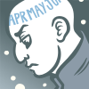 exceptfebruary: calendar man looks down, displeased. It's snowing in the background. (Winter in Gotham)