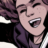 kidjoy: Comic version of the girl with a large open smile and arms thrown up ([Shout])