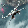 sally_maria: X Wing fighter in a dive over water. (X Wing)