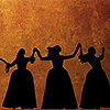 jesse_the_k: silhouettes of Hamilton’s Schuyler sisters holding hands high, dancing (HAM 3Schuylers)