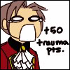quicksilver_ink: A young man looks  horrified. Text says "+50 trauma points". (traumatized)
