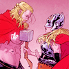 goodbyebird: Comics: New Thor bops an angry Thor on the chest with Mjolnir, "calm thy tits." (C ∞ calm thy tits)